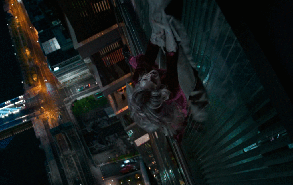 Drop (2025) woman falling from the building.