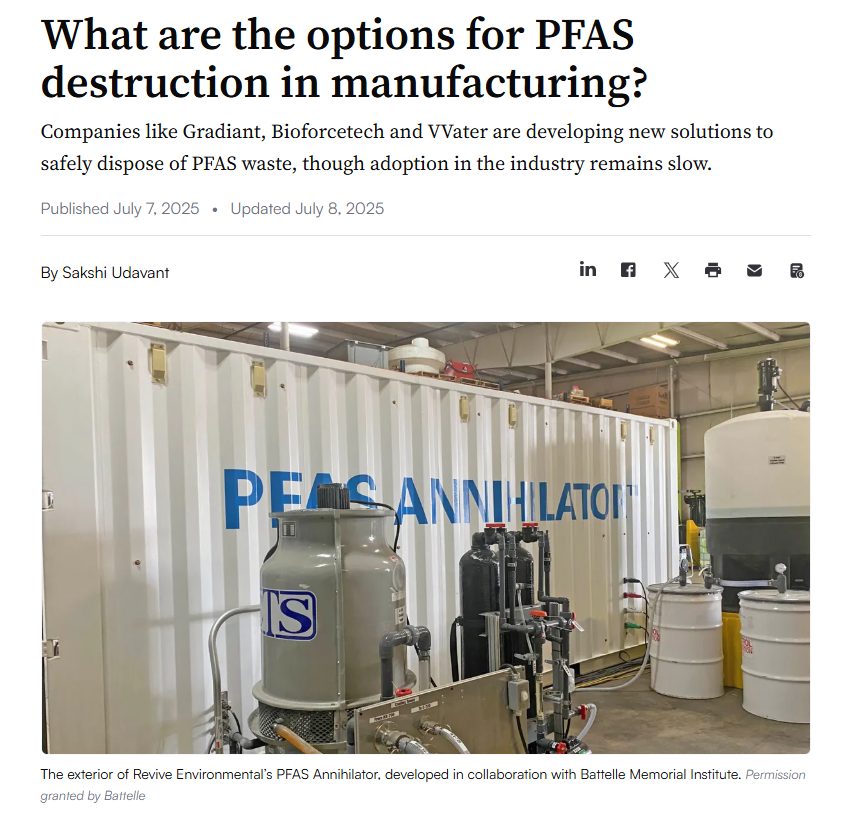 What are the options for PFAS destruction in manufacturing?