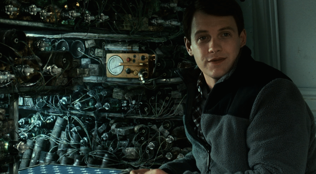 Shot from Source Code (2011): The bomber in his van. 